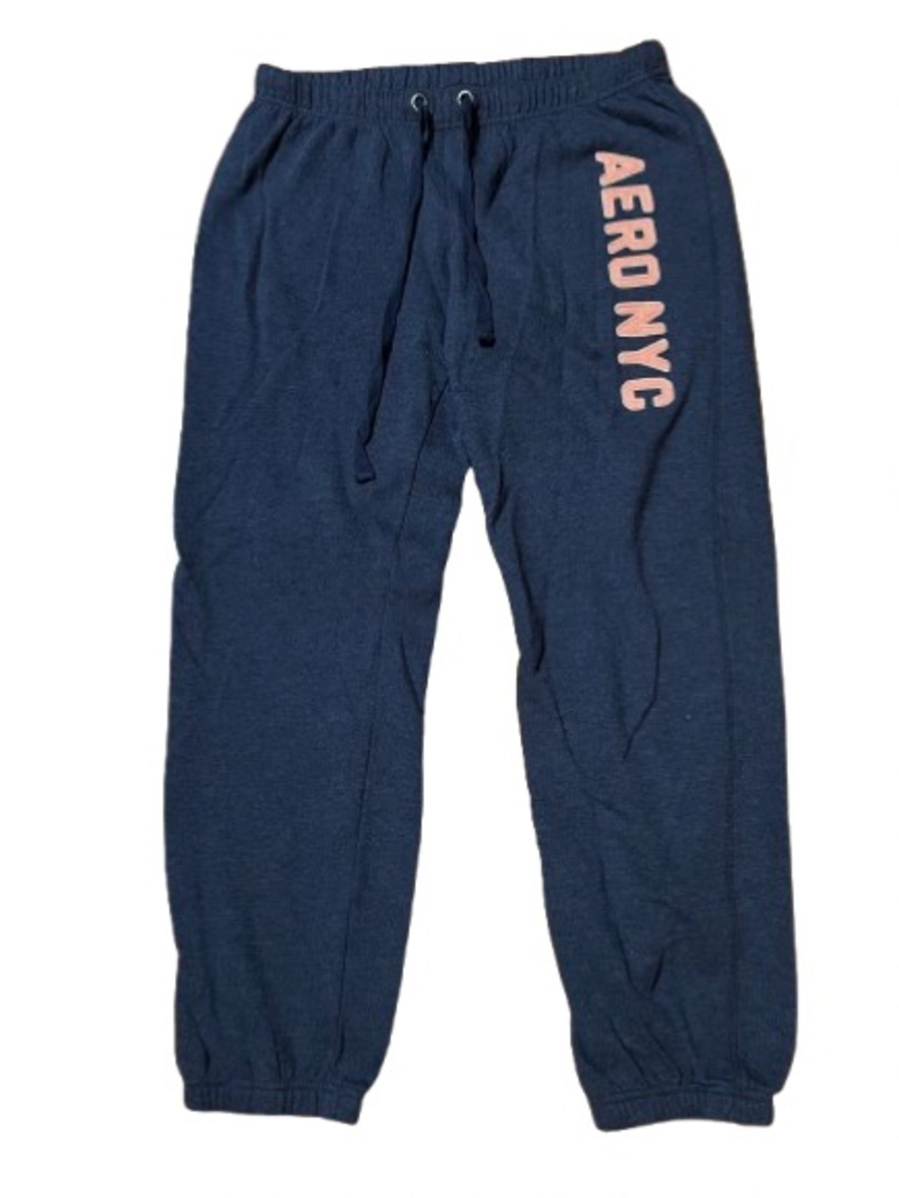 Aeropostale Navy Jogger Fleece Sweatpants with Peach AERO NYC Logo Size Large